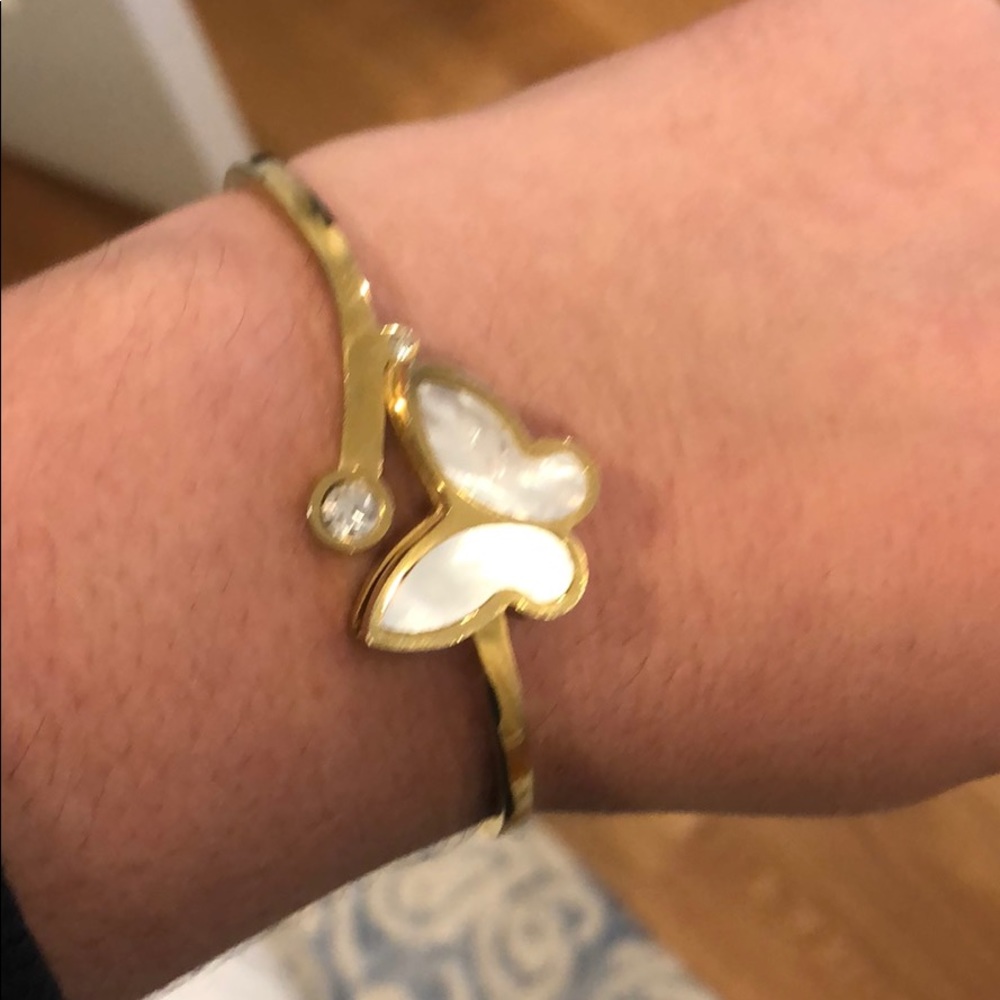 Mother of pearl Butterfly/rhinestone cuff rare